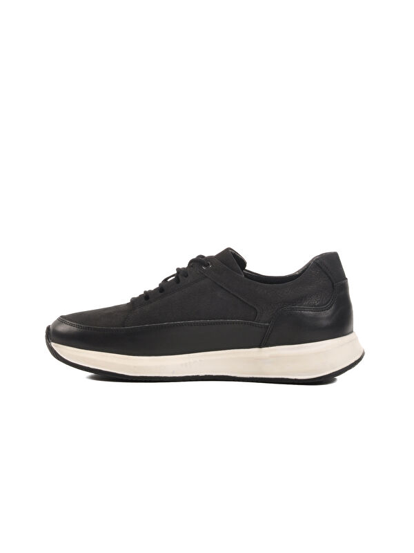 Siyah Hakiki Deri Erkek Casual Ayakkabı Pika M - Görsel 3