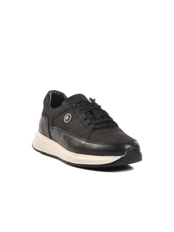 Siyah Hakiki Deri Erkek Casual Ayakkabı Pika M - Görsel 4