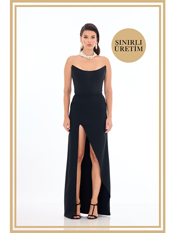 CARMEN Limited Edition | Diana Siyah Uzun Elbise