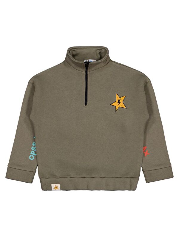 Civil Boys Relax Yıldız Baskılı 6-9 Yaş Sweatshirt - Haki 6-7 Yaş