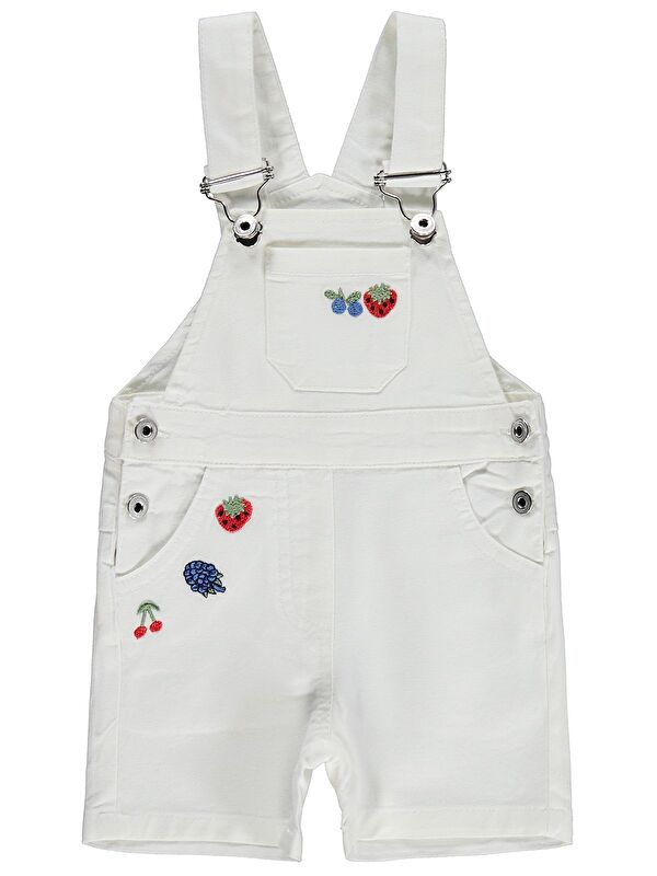 Civil Baby Meyve Nakışlı Denim 6-18 Ay Salopet - Ekru