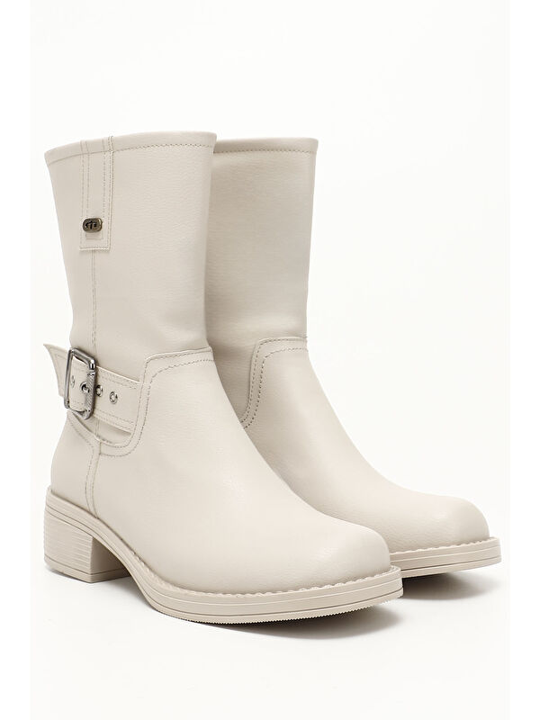 TEN Küt Burun Topuklu Kadın Biker Bot 32501 - Görsel 3