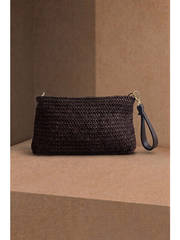 Fullamoda Zincir Askılı Hasır Portföy Clutch Çanta