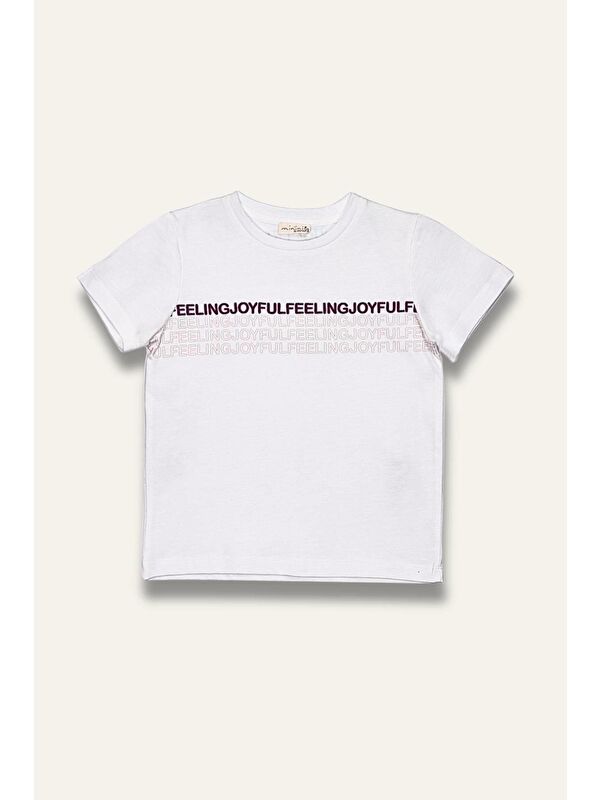 MİNİNİO Erkek Bebek Baskılı T-Shirt - Ekru