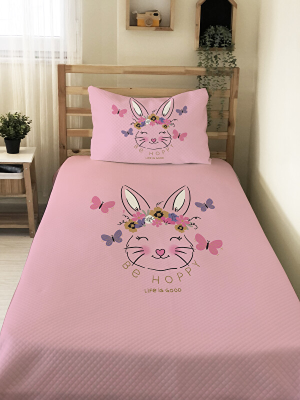 Evmila Kedi Desenli Çocuk Pike Takımı - 160x220 Cm Pike 50x70 Cm Yastık Kılıfı