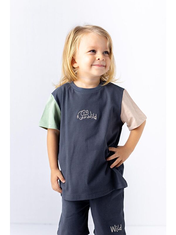 MİNİNİO Erkek Bebek Hayvan Nakışlı T-Shirt