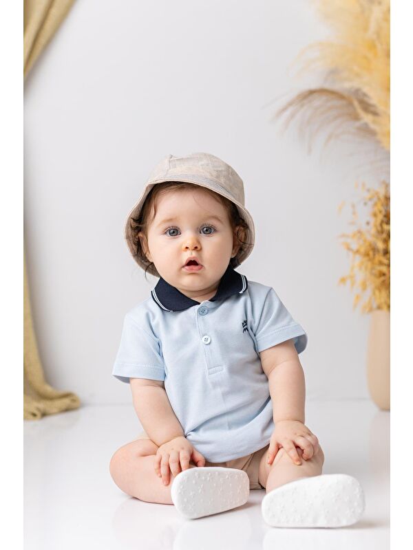 MİNİNİO Erkek  Bebek Polo Yaka  T-Shirt - Açık Mavi