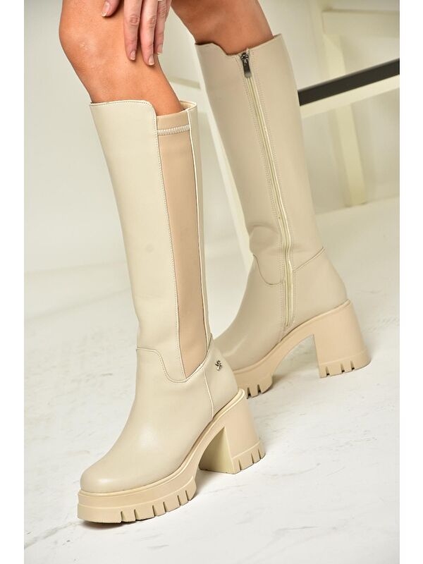 T9733900 Bej Kadın Çizme - Görsel 4