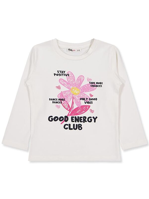 Civil Girls Good Energy Clup Baskılı 2-5 Yaş Sweatshirt - Ekru 4-5 Yaş