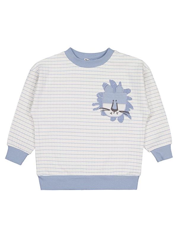 Civil Boys Aslan Nakışlı 2-5 Yaş Sweatshirt - Mavi 3-4 Yaş