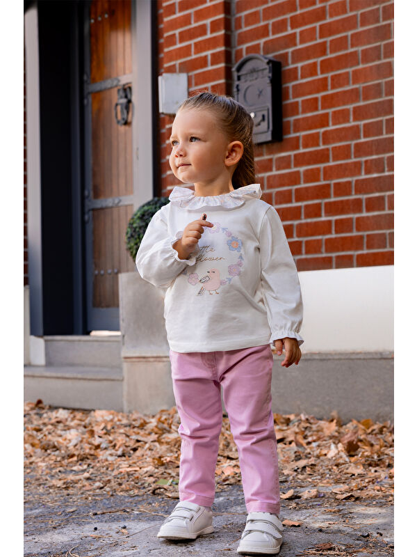 Minycenter Pembe Kız Bebek Denim Pantolon