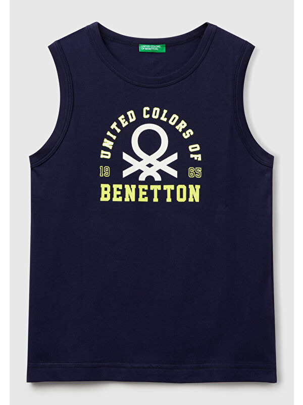 United Colors Of Benetton Erkek Çocuk Lacivert Benetton Logo Baskılı Atlet