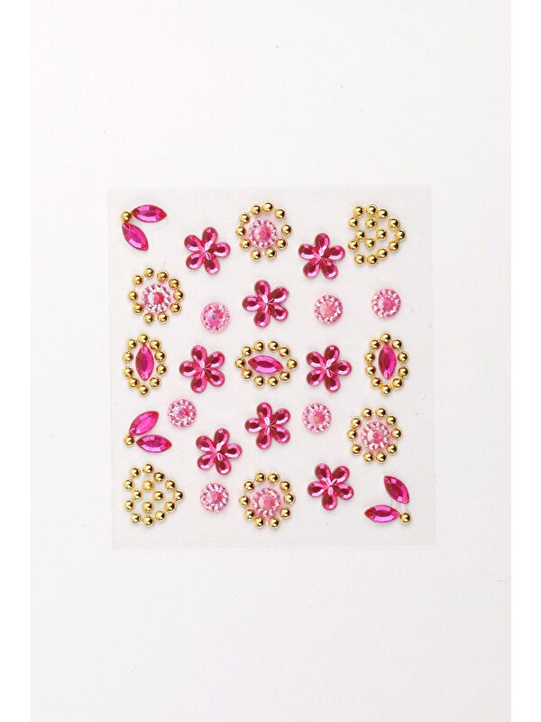 Le Mabelle Pembe Çiçek ve Kalp Temalı Yüz ve Tırnak Sticker