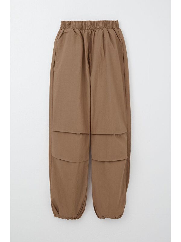 Breeze Kız Çocuk Paraşüt Jogger Paça Pantolon Kahverengi (6-10 Yaş)