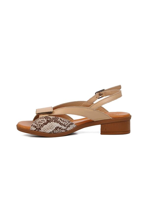 Bej Hakiki Deri Kadın Sandalet 24026020Y - Görsel 3