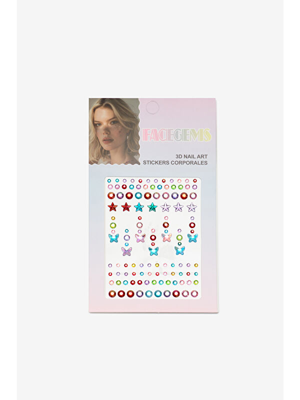 Le Mabelle Çok Renkli Yıldız ve Kelebek Desen Kız Çocuk Yüz ve Tırnak Sticker