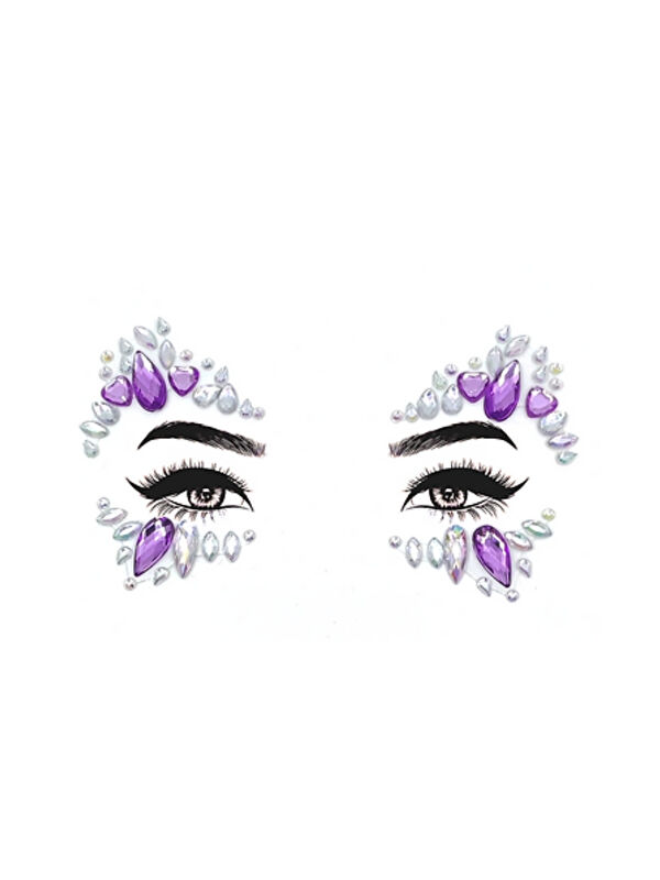 Le Mabelle Lila Kalp ve Zümrüt Desenli Kız Çocuk Yüz Sticker