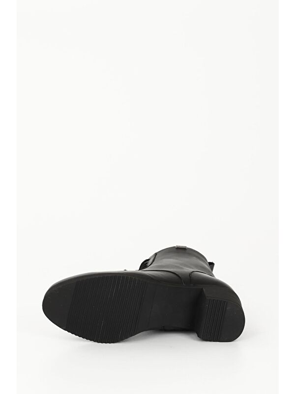 SİYAH Hakiki Deri Yuvarlak Burunlu Fermuarlı Bağcıklı Kadın Günlük Bot 51402 - Görsel 8