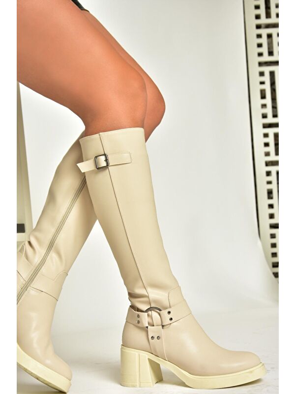 T2828320 Bej Kadın Çizme - Görsel 4