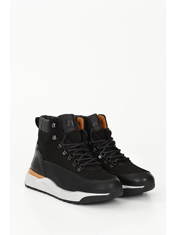 SİYAH Hakiki Deri Bağcıklı Spor Erkek Bot 01539 - Görsel 3