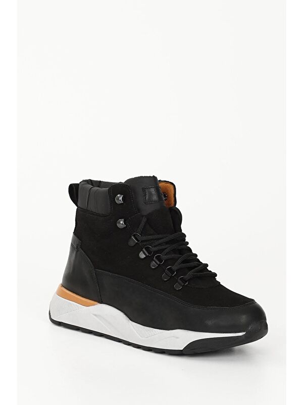 SİYAH Hakiki Deri Bağcıklı Spor Erkek Bot 01539 - Görsel 6