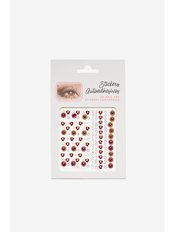 Le Mabelle Kırmızı Yuvarlak ve Kalp Model Kız Çocuk Yüz ve Tırnak Sticker