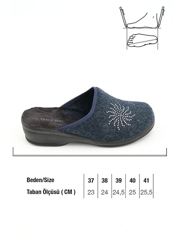 Gezer Lacivert Gezer Kışlık Ev Kadın Bahçe Yüksek Topuk Terlik