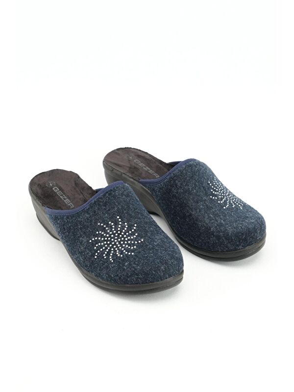 Gezer Lacivert Gezer Kışlık Ev Kadın Bahçe Yüksek Topuk Terlik