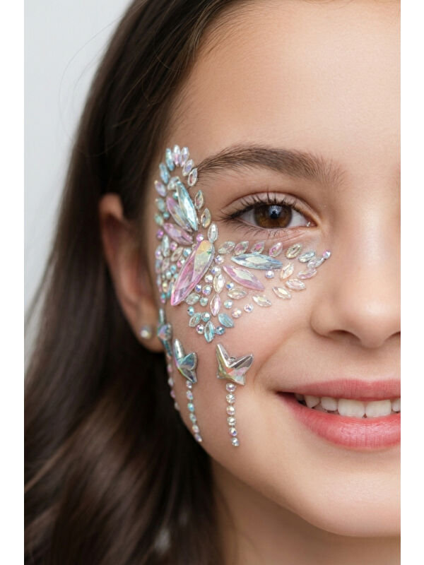 Le Mabelle Pembe Kelebek Desenli Kız Çocuk Yüz Sticker