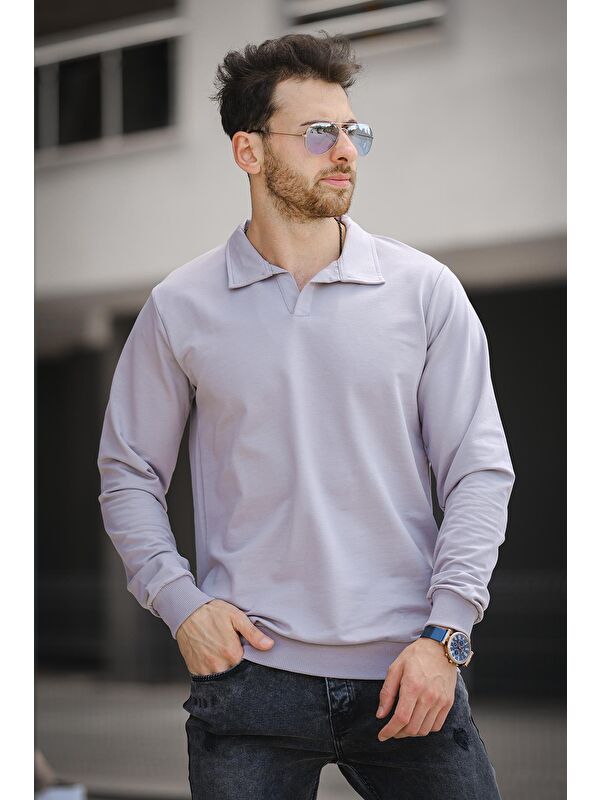 Oksit Hoek Slim Fit Polo Yakalı Erkek Sweatshirt