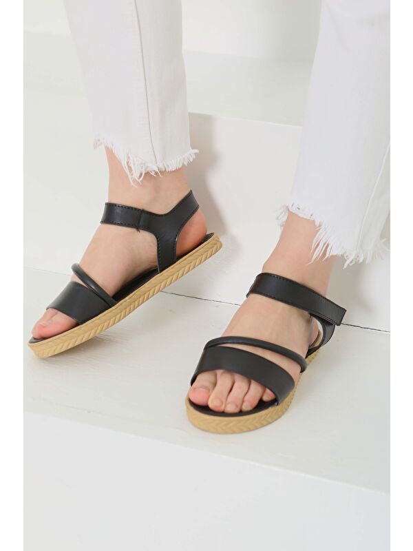 Kadın Siyah Çapraz Detaylı Sandalet - 27111 - Görsel 5