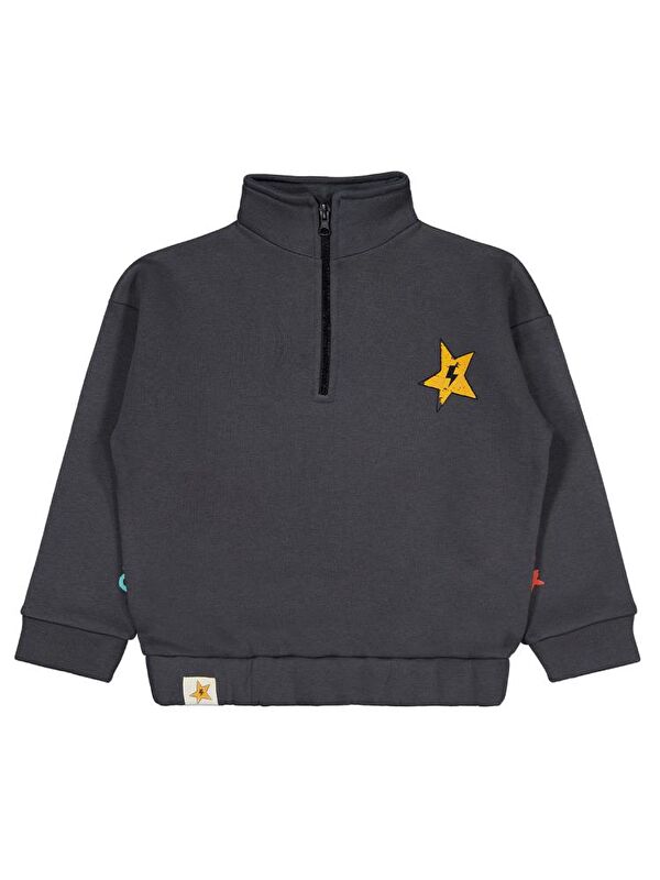 Civil Boys Relax Yıldız Baskılı 6-9 Yaş Sweatshirt - Gri 9-10 Yaş
