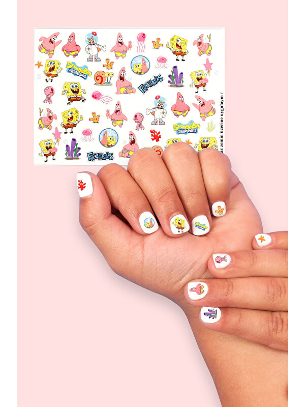 Le Mabelle Sarı Sünger Bob Kız Çocuk Tırnak Sticker