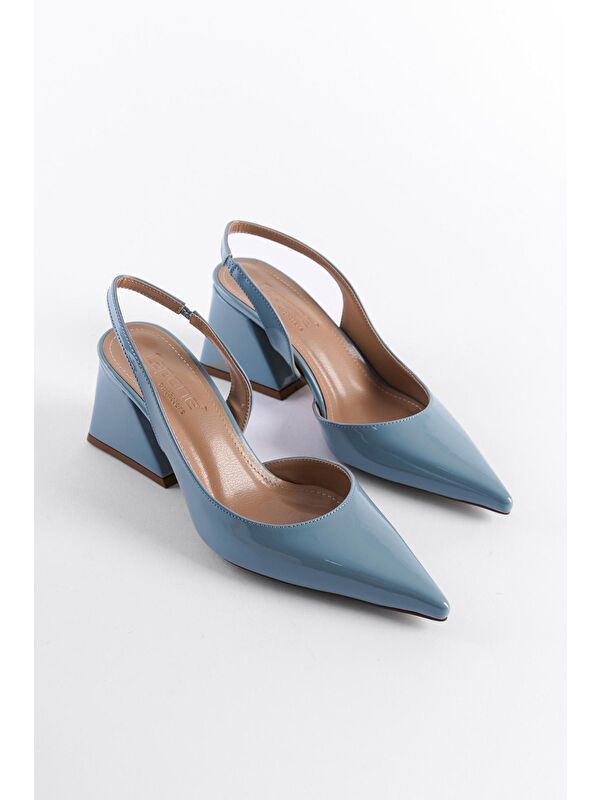 Arkası Açık Sivri Burunlu Orta Topuklu Rugan Kadın Ayakkabı - Görsel 2