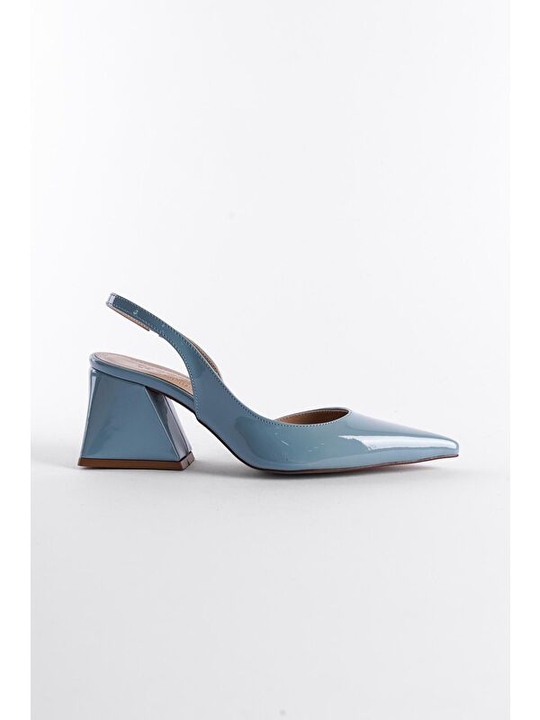 Arkası Açık Sivri Burunlu Orta Topuklu Rugan Kadın Ayakkabı - Görsel 3