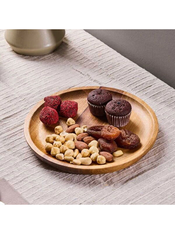 Perotti Morry Akasya Yuvarlak Sunum Tabağı - Kahverengi - 20 cm