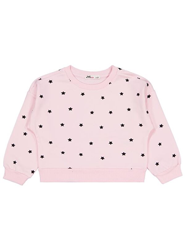 Civil Girls Yıldız Baskılı 2-5 Yaş Sweatshirt - Pudra 3-4 Yaş