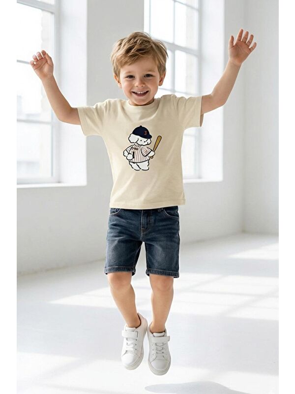 Monila Erkek Çocuk Bisiklet Yaka Baskılı Tshirt