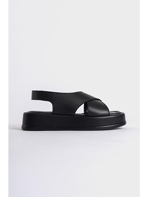 Dolgu Topuklu Çapraz Bantlı Kadın Sandalet - Görsel 3