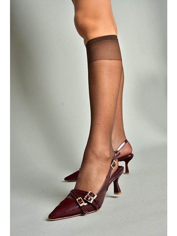 S5180812 Bordo Kadın Topuklu Ayakkabı - Görsel 4