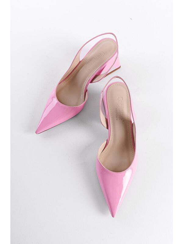 Arkası Açık Sivri Burunlu Orta Topuklu Rugan Kadın Ayakkabı - Görsel 5