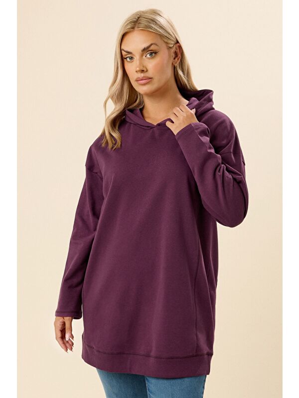 Stil Diva Büyük Beden Kapüşonlu Uzun Kollu Sweatshirt 304288