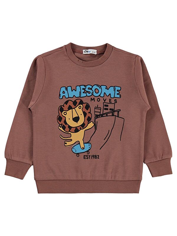 Civil Boys Awesome Aslan Baskılı 2-5 Yaş Sweatshirt Km - Kahverengi 4-5 Yaş
