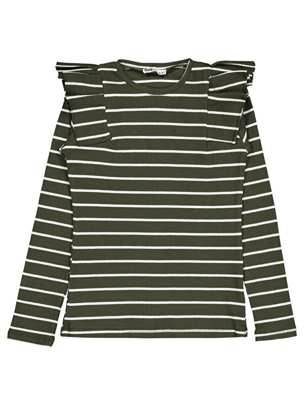 Civil Girls İnce Çizgili 10-13 Yaş Sweatshirt - Haki 13-14 Yaş