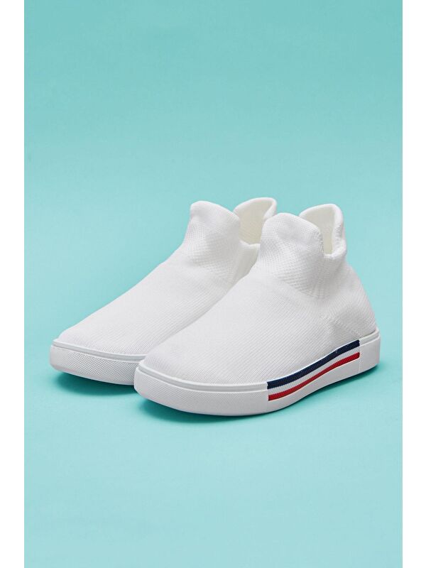 Back To School Çocuk Çorap Ayakkabı Beyaz - Görsel 3