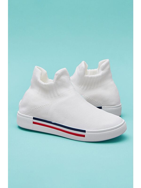 Back To School Çocuk Çorap Ayakkabı Beyaz - Görsel 4