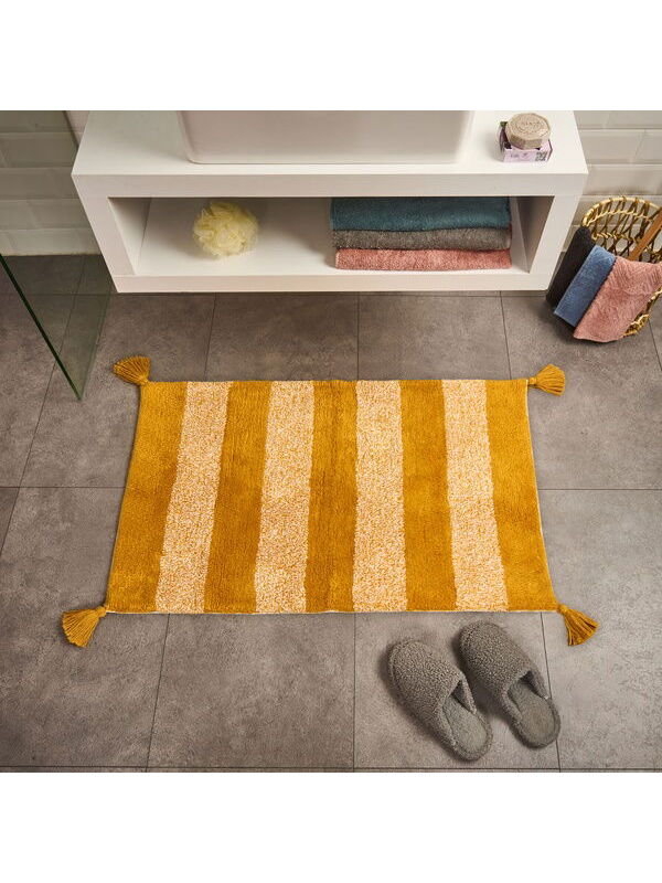 Evidea Soft Tufting Vira Banyo Paspası - Ekru / Hardal - 60x90 cm