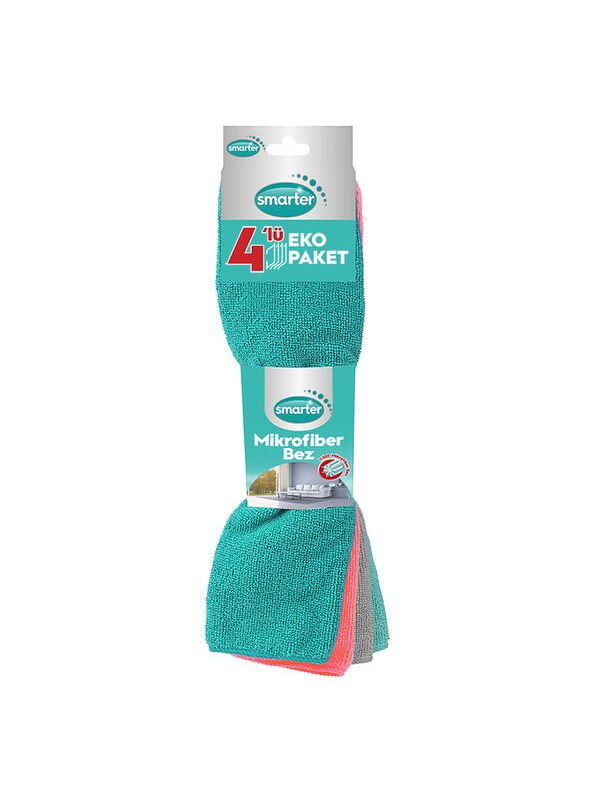Smarter 4'lü Mikrofiber Temizlik Bezi - Renkli