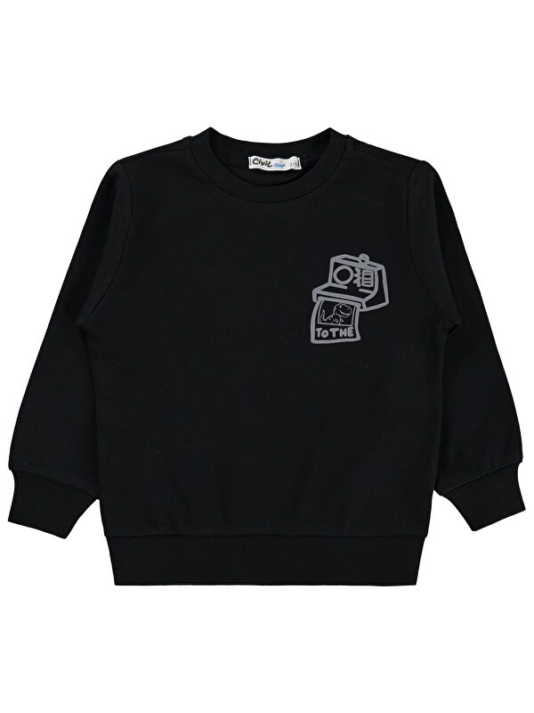 Civil Boys Fotoğraf Makinesi Baskılı 2-5 Yaş Sweatshirt - Siyah 2-3 Yaş