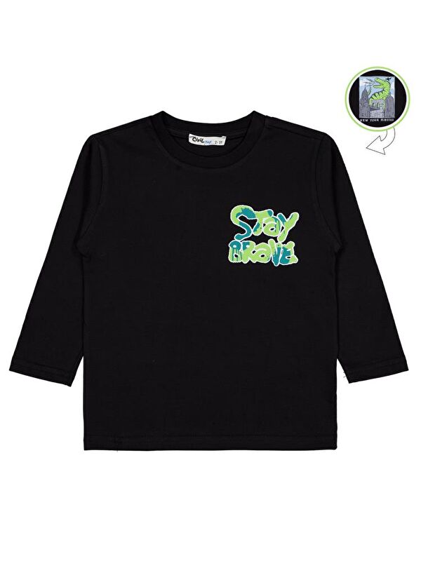 Civil Boys Stay Brave baskılı 2-5 Yaş Sweatshirt - Siyah 3-4 Yaş